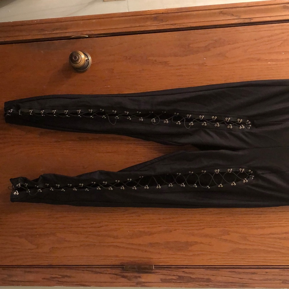 Forever 21 Black Lace Up Leggings